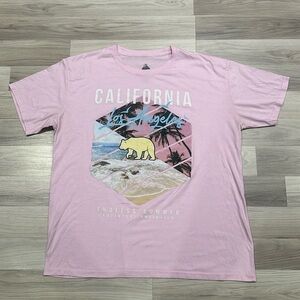 LAUNDER Unisex Pink California Los Angeles T-shirt Size 2XL